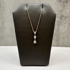 Diamond Past Present Future Necklace 10K Yellow Gold 18in