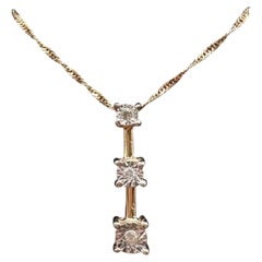 Diamond Past Present Future Necklace 10K Yellow Gold 18in