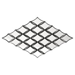 Diamond Pattern Wall Mirror, Black Wood Frame by Majestic, 1960s, Signed