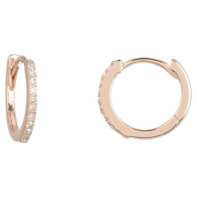 Diamond Pave 14K (or 18k upon request) Rose Gold Mini Huggie Earrings