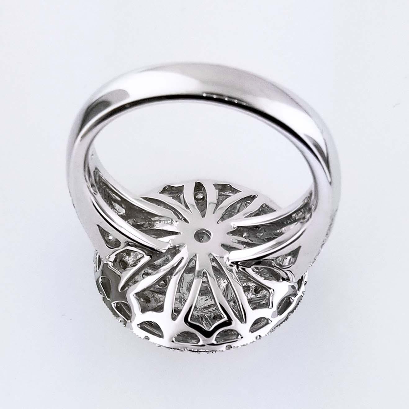 Diamond Pave 18 Karat Gold Italian Dome Ring For Sale 5