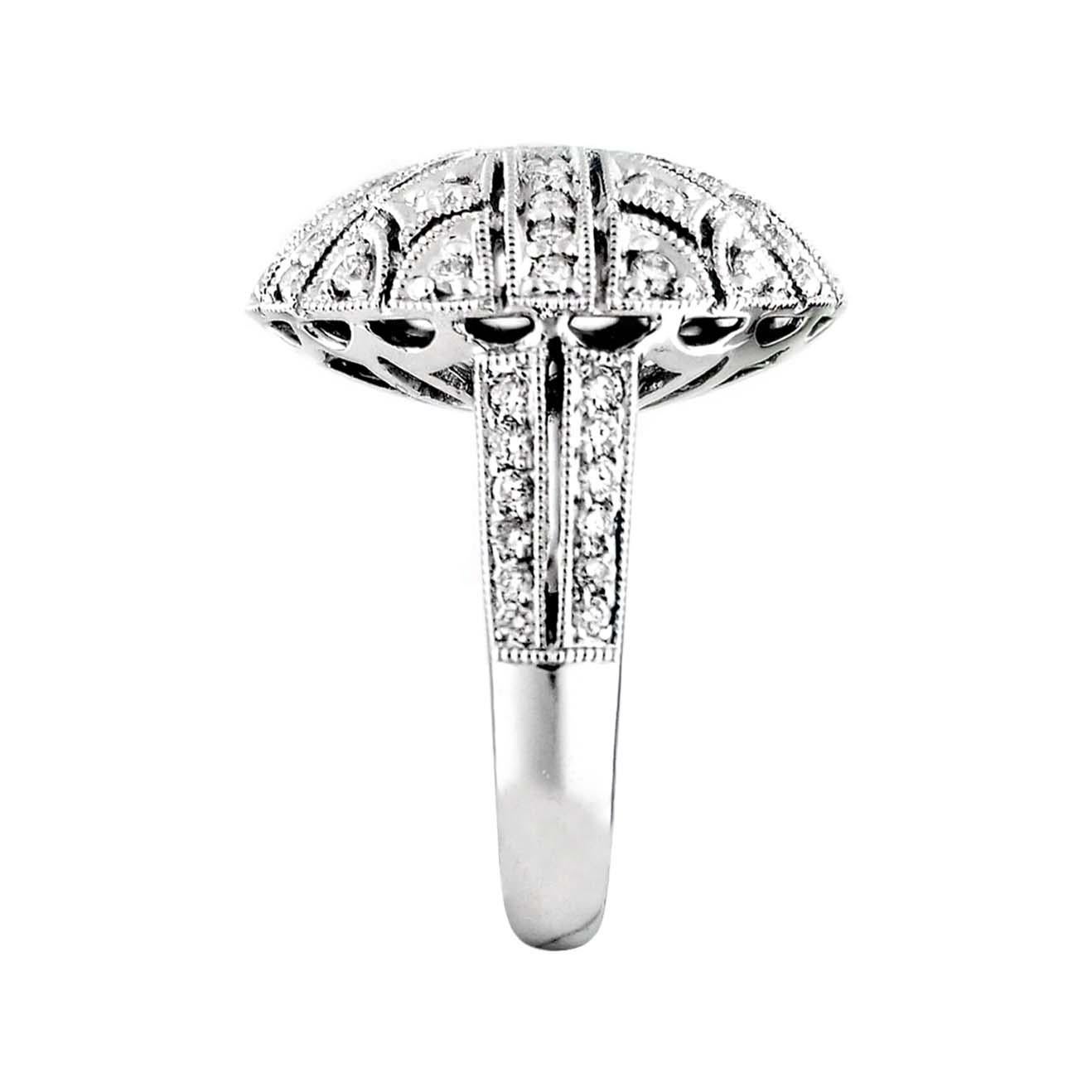 Artisan Diamond Pave 18 Karat Gold Italian Dome Ring For Sale