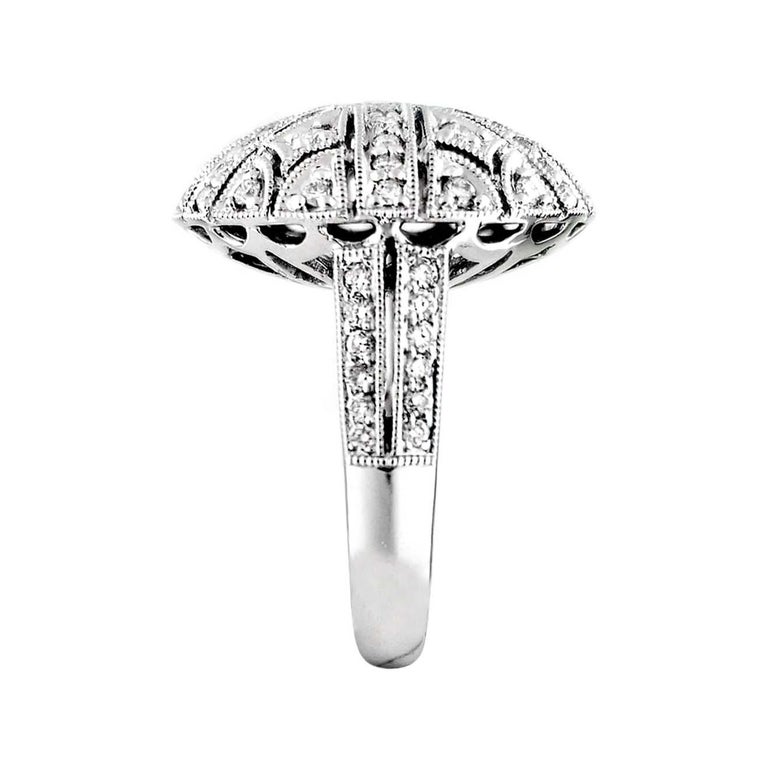 Diamond Pave 18 Karat Gold Italian Dome Ring For Sale at 1stDibs