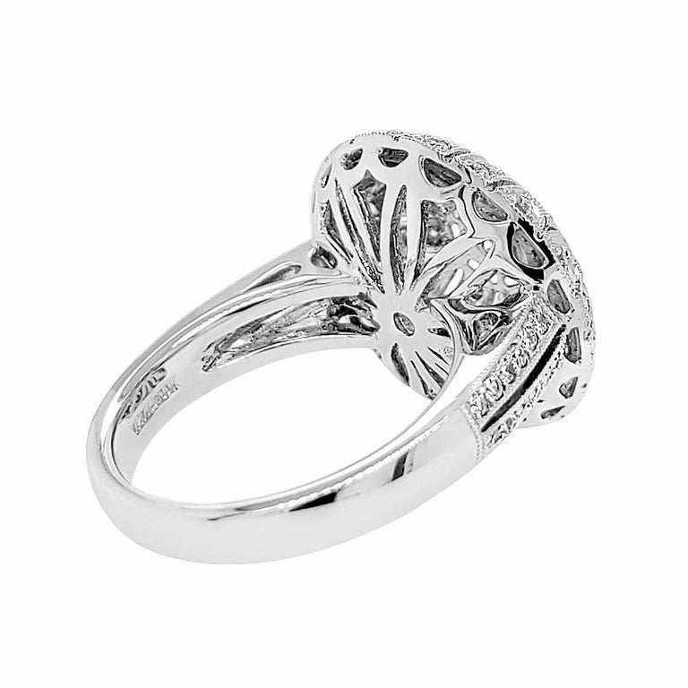 Diamond Pave 18 Karat Gold Italian Dome Ring For Sale at 1stDibs