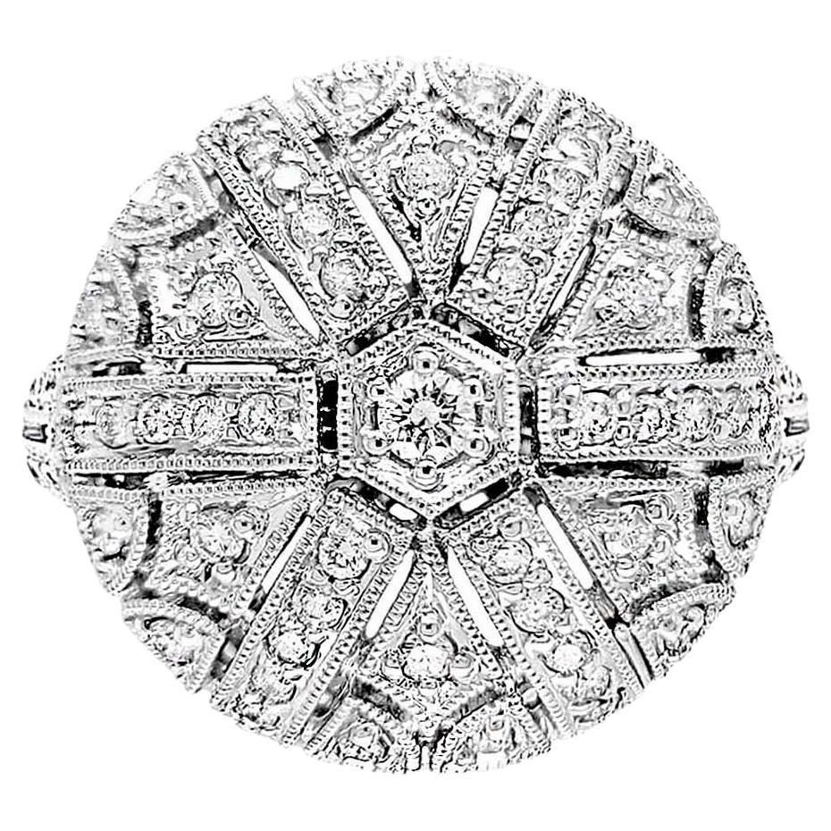 Diamond Pave 18 Karat Gold Italian Dome Ring