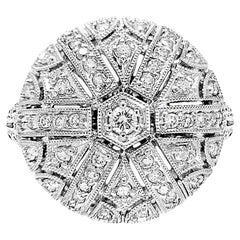 Diamond Pave 18 Karat Gold Italian Dome Ring