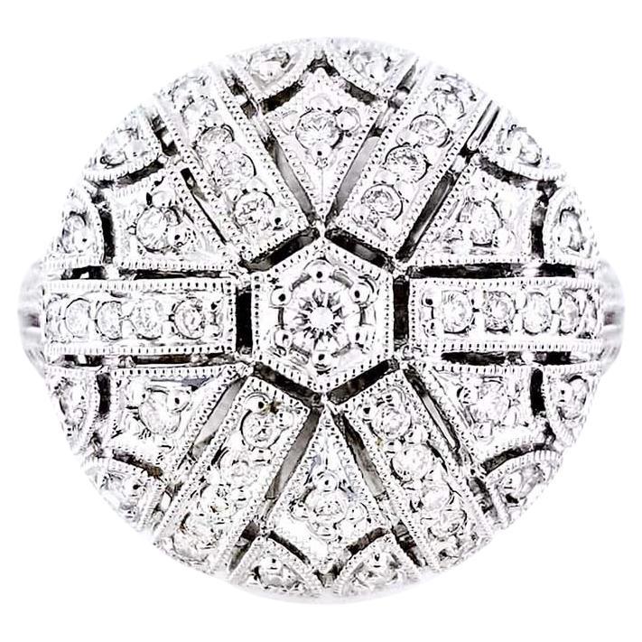 Diamond Pave 18 Karat Gold Italian Dome Ring