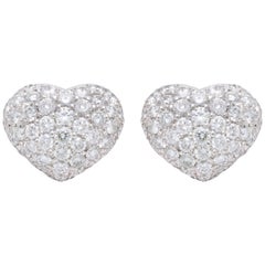 earrings in white and yellow 18 kt gold with colorless diamonds Vintage Diamond Pave 18 Karat White and Yellow Gold Heart Shape Earrings