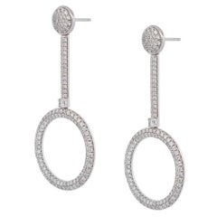 Diamond Pave 18 Karat White Gold Drop Earrings