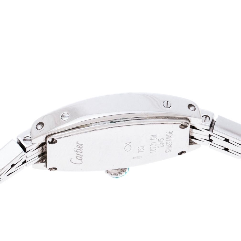 Diamond Pave 18K White Gold Laniere Tonneau 2545 Women's Wristwatch 16 mm 1