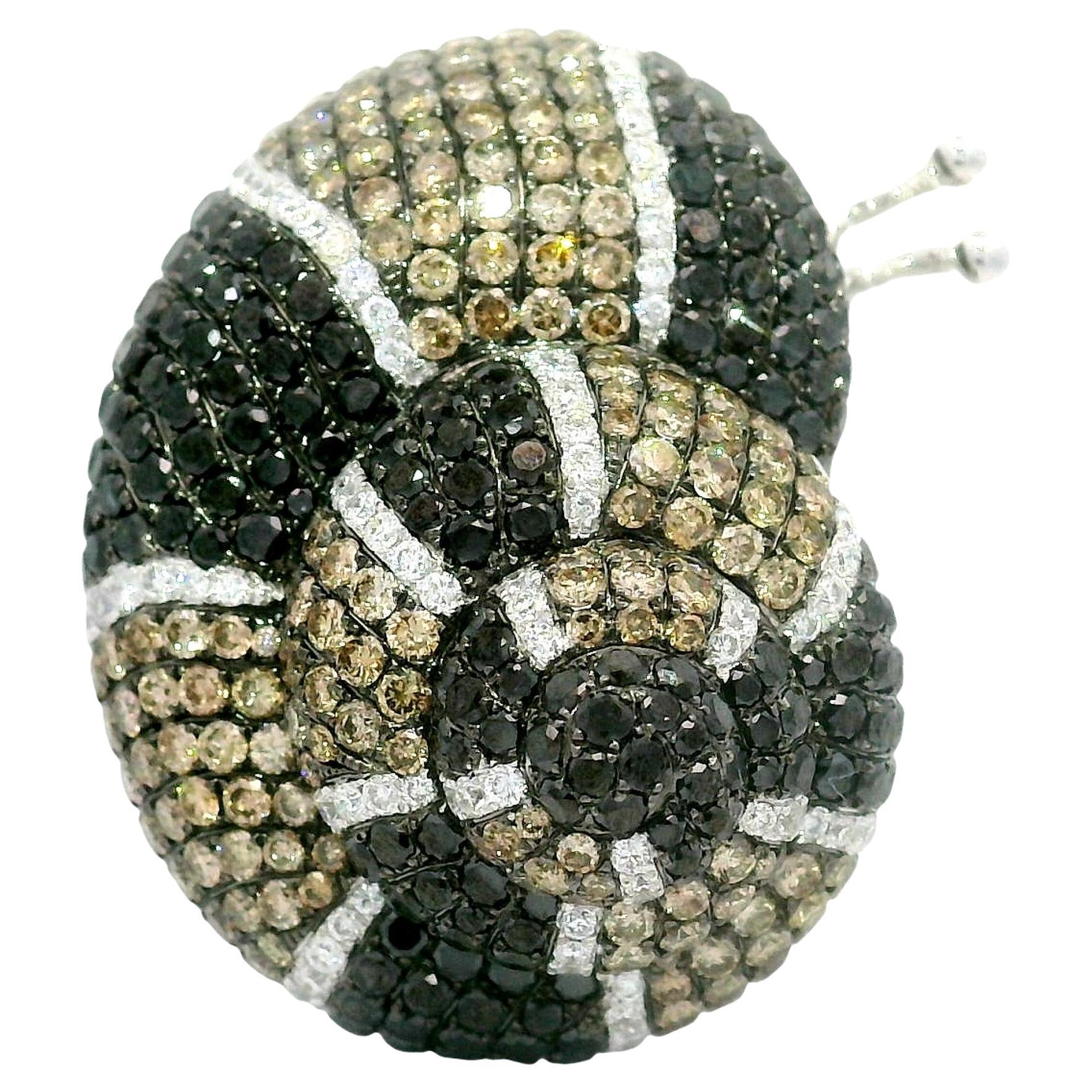 Diamond Pave 18k White Gold Snail Cocktail Ring For Sale