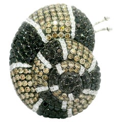 Diamond Pave 18k White Gold Snail Cocktail Ring