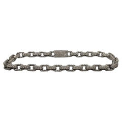Bracciale con maglie ad ancora e pavé di diamanti, oro bianco 14kt, 12ct GH SI, 8,375in, nuovo