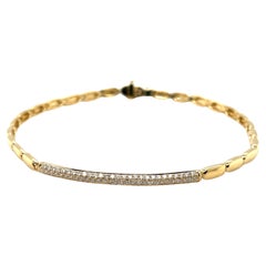 Diamond Pave and 18k Yellow Gold Link Bracelet, .42 Carats Total, 7 Inches