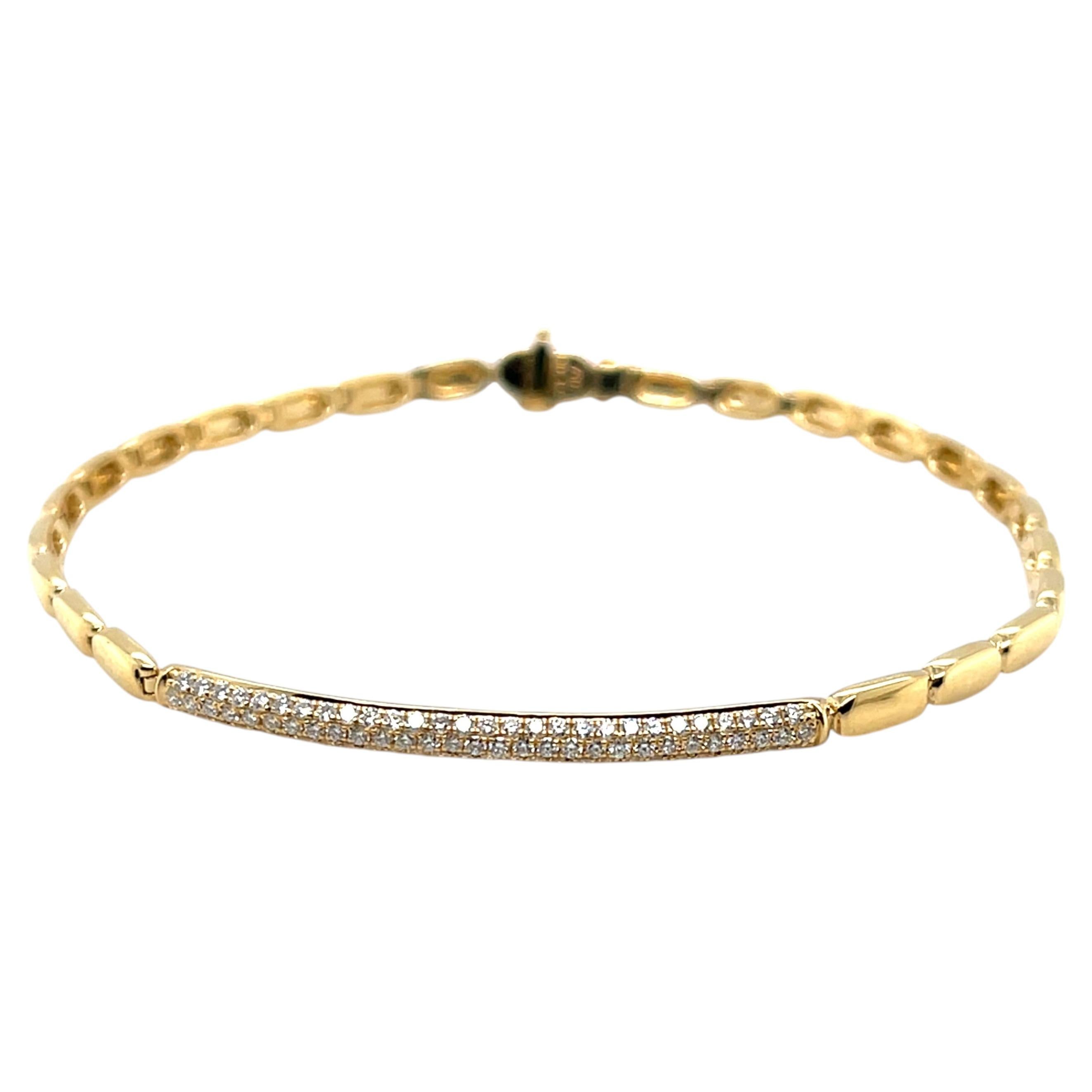 Diamond Pave and 18k Yellow Gold Link Bracelet, .42 Carats Total, 7 Inches For Sale