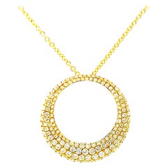 Diamond Pave and 18k Yellow Gold "O" Slide Necklace, 1.66 Carats Total
