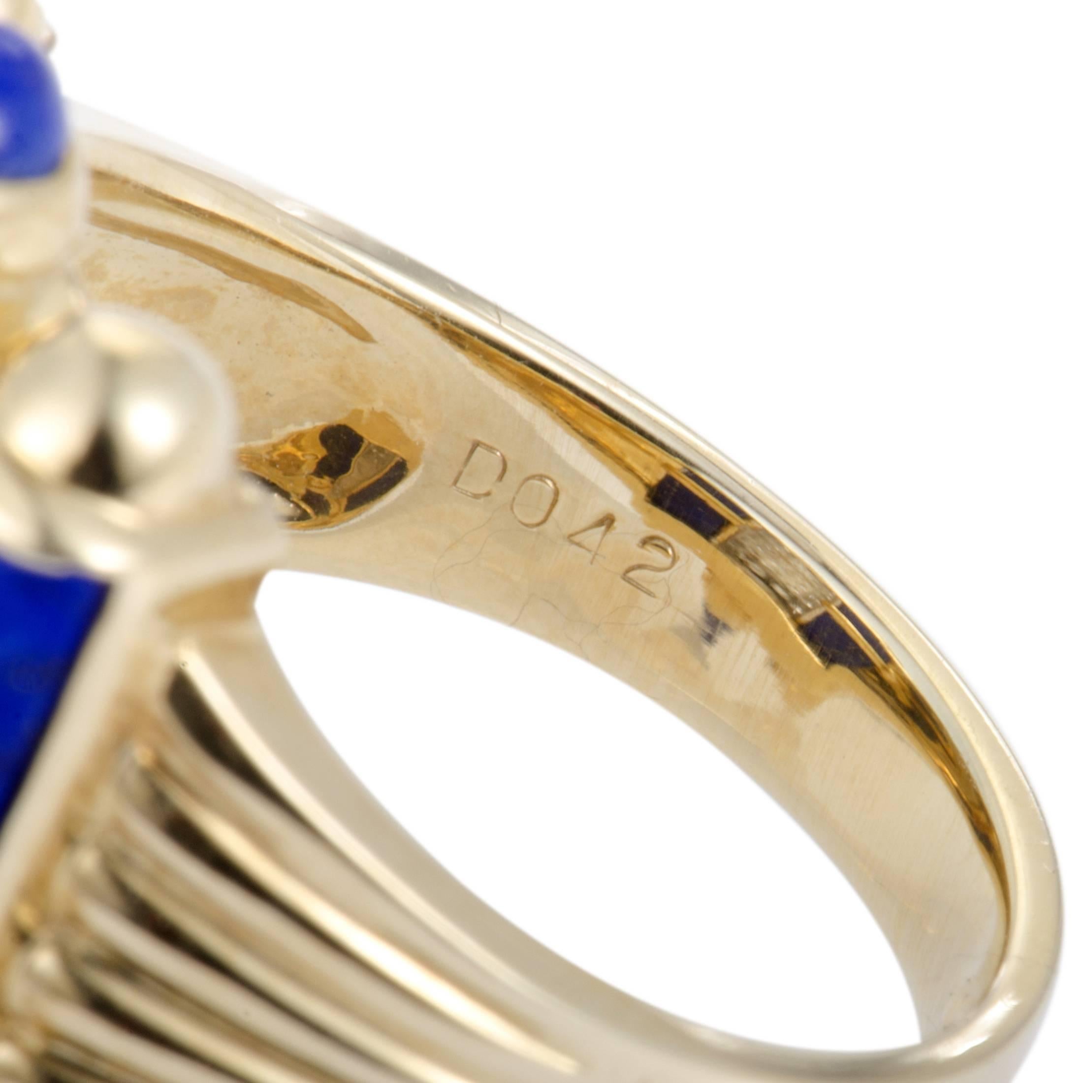 Diamond Pave and Lapis Lazuli Gold Ring 1