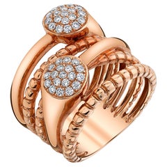 Diamond Pave and Multi-Band Criss Cross Ring in 18k Rose Gold