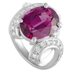 Diamond Pave and Tourmaline Platinum Oval Ring