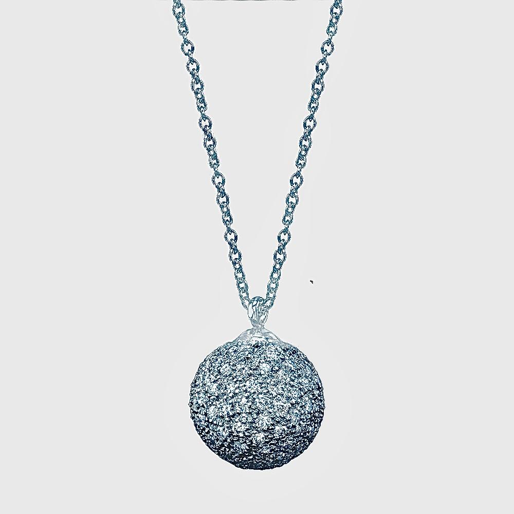 Diamant Pave Ball Anhänger 3::60 Karat in Platin gefasst (Rundschliff)