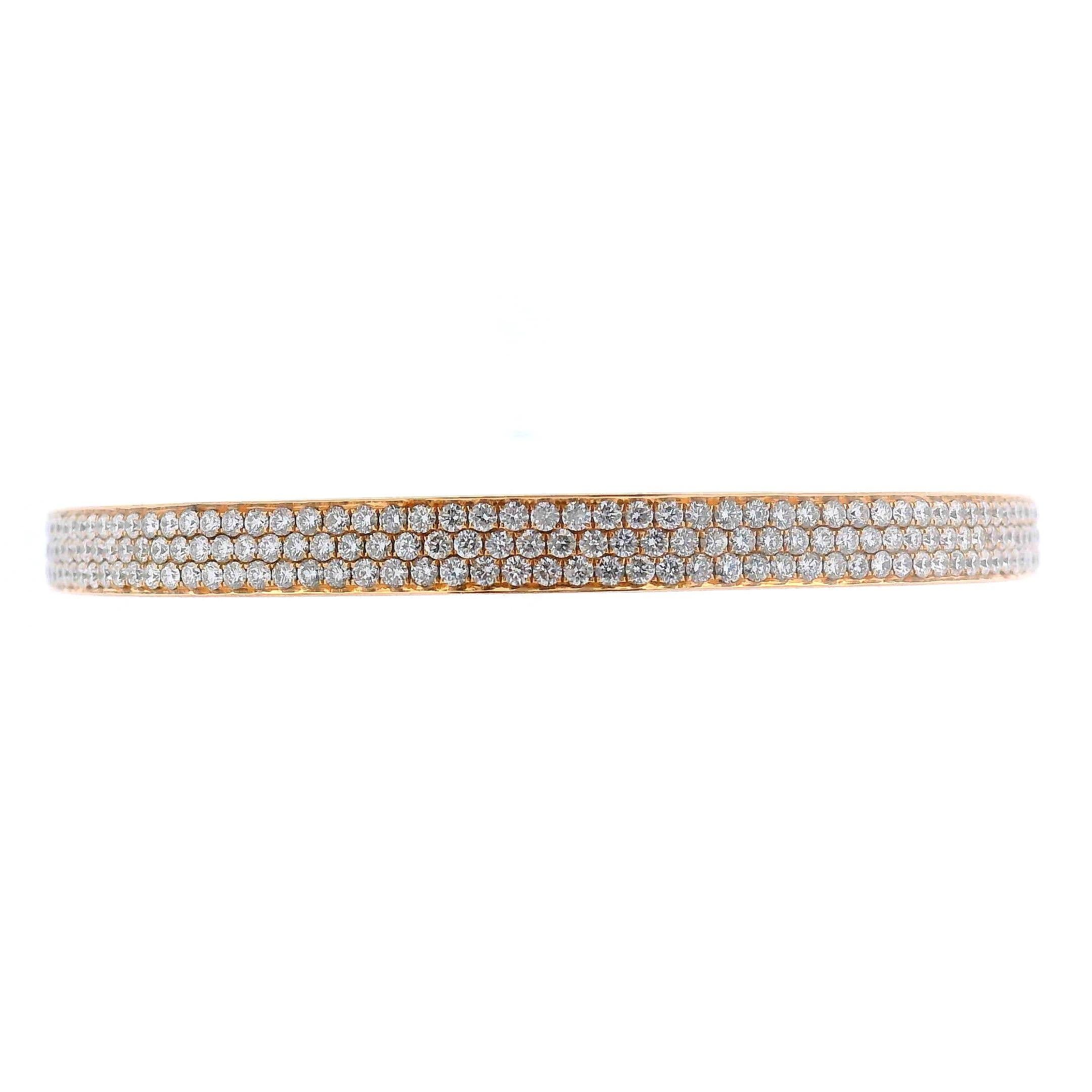 De las mujeres Diamond Pave Bangle Bracelet 5.00 Carats in 18K Rose Gold en venta