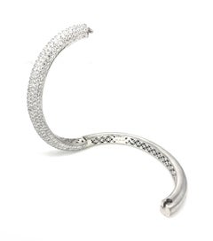Diamond Pave Bangle Bracelet 8.28 Carats Total Weight in 18k White Gold