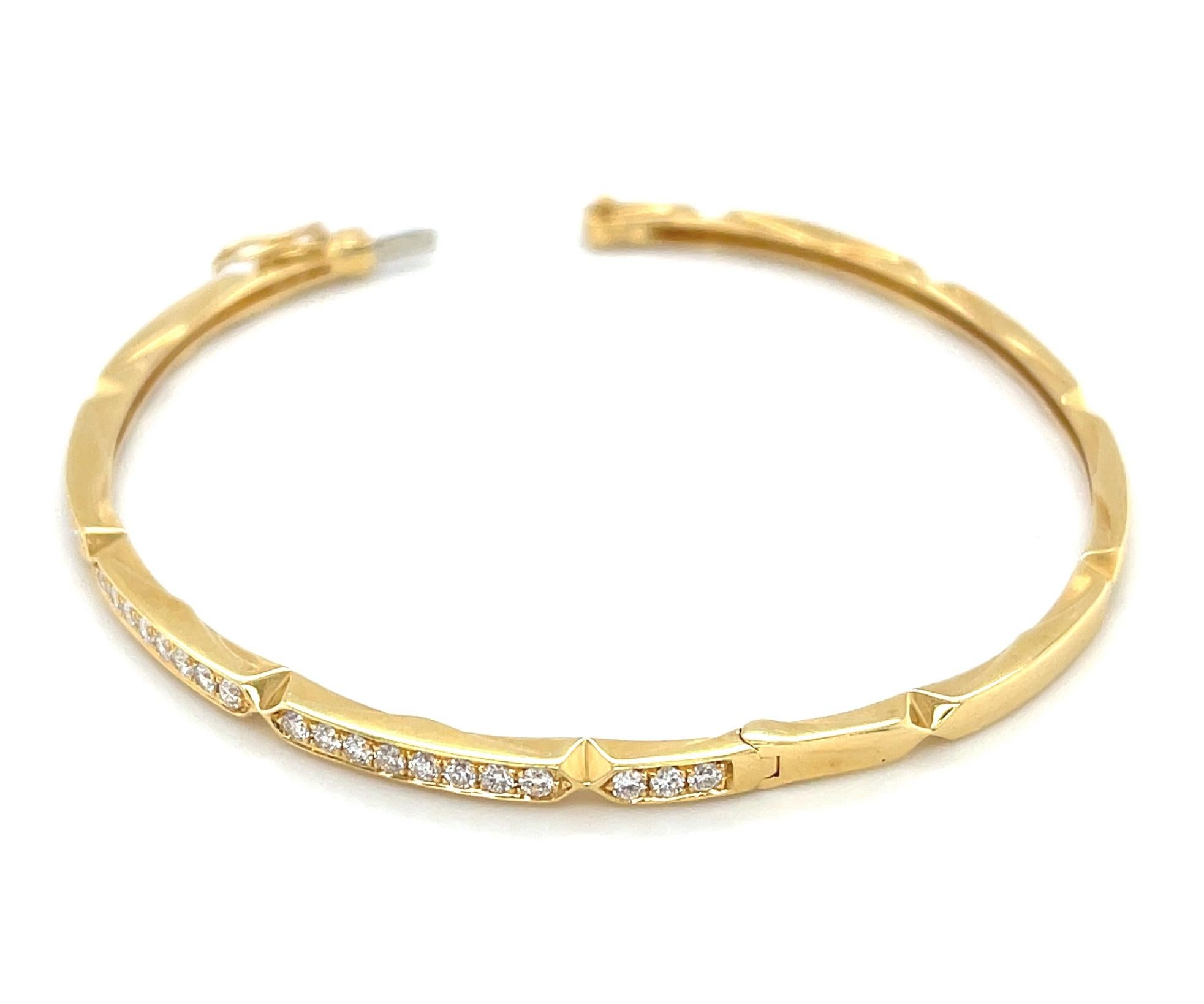 Women's Diamond Pave Bangle Bracelet in 18k Yellow Gold  For Sale