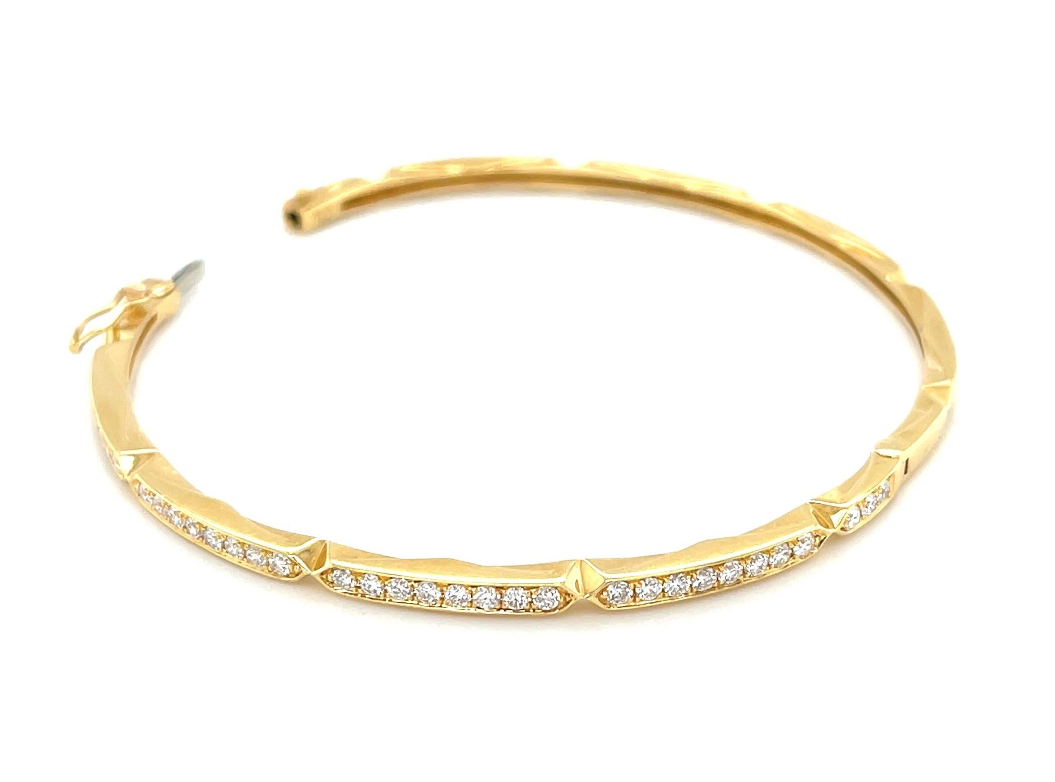 Diamond Pave Bangle Bracelet in 18k Yellow Gold  For Sale 2