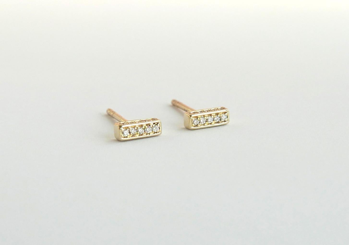 Modern Diamond Pave Bar Stud Earrings by Allison Bryan