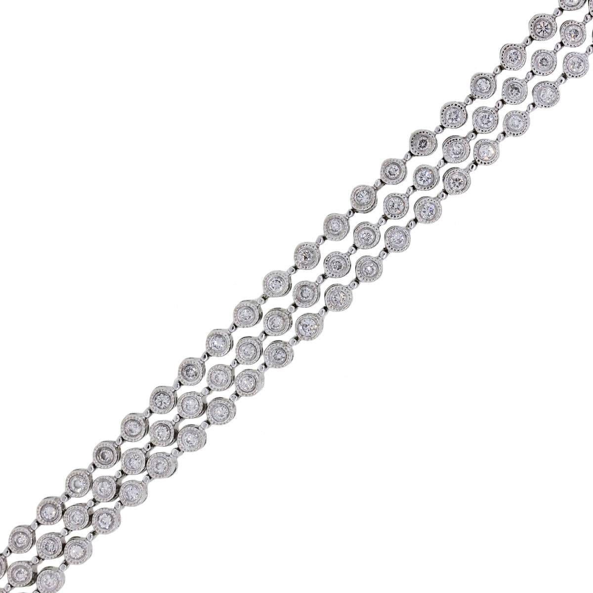 Diamond Pave Bezel Set Diamond 3 Row  Bracelet