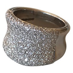 Diamond Pavé Bombe Concave Cocktail Ring, 18 Carat White Gold