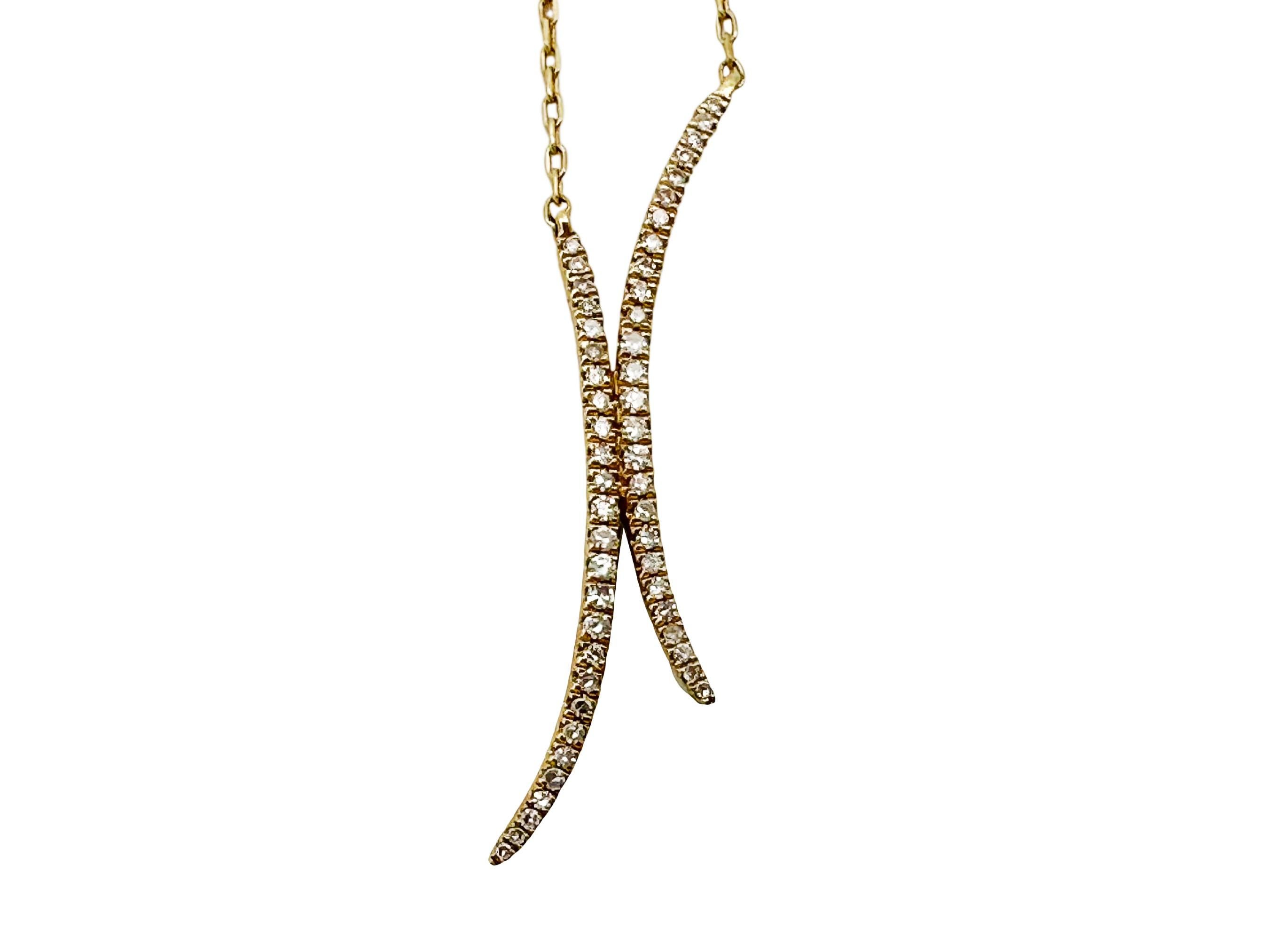 Contemporary Diamond Pavé Casa Reale Crescent Moon 14K Yellow Gold Pendant Necklace For Sale