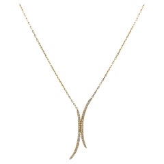 Collier pendentif en or jaune 14K avec pavé de diamants Casa Reale Crescent Moon