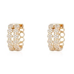 0.40ct Pave Diamond 14K Yellow Gold Chain Link Huggie Earrings