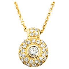 Diamond Pave Circle Pendant In Yellow Gold