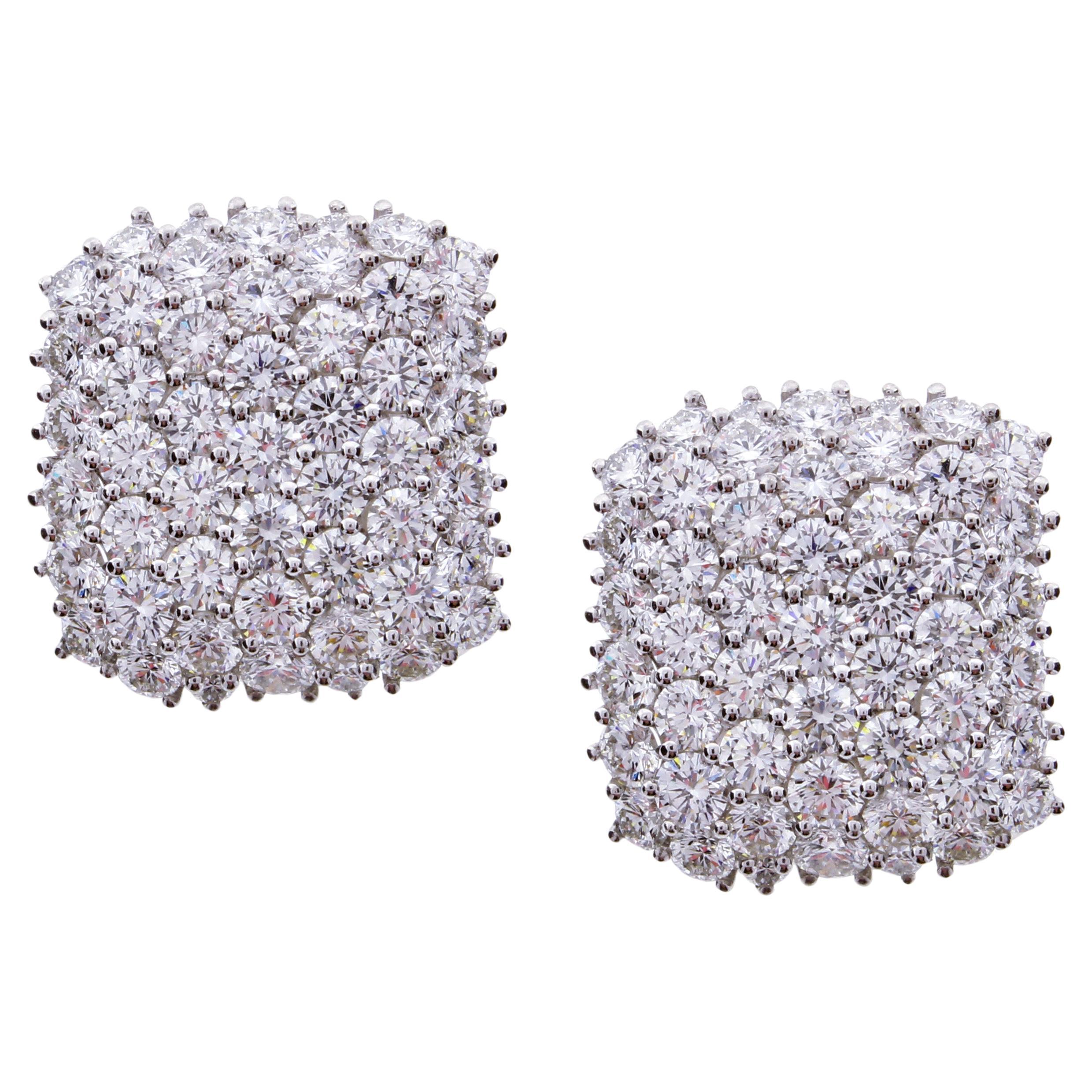 Diamond Pave Clip Earrings For Sale