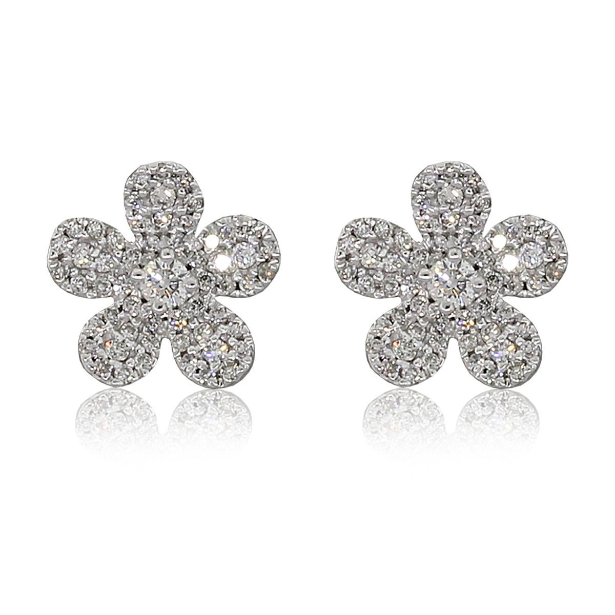 Material: 14k white gold
Diamond Details: Approximately 0.35ctw round brilliant cut diamonds. Diamonds are I/J in color and SI3 in clarity.
Measurements: 0.52″ x 0.34″ x 0.35″
Earring Backs: Post friction
Item Weight: 2.03g (1.3dwt)
Additional