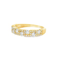 Diamond Pavé Cluster Ring 0.71 Carat in 14K Yellow Gold, Size 7