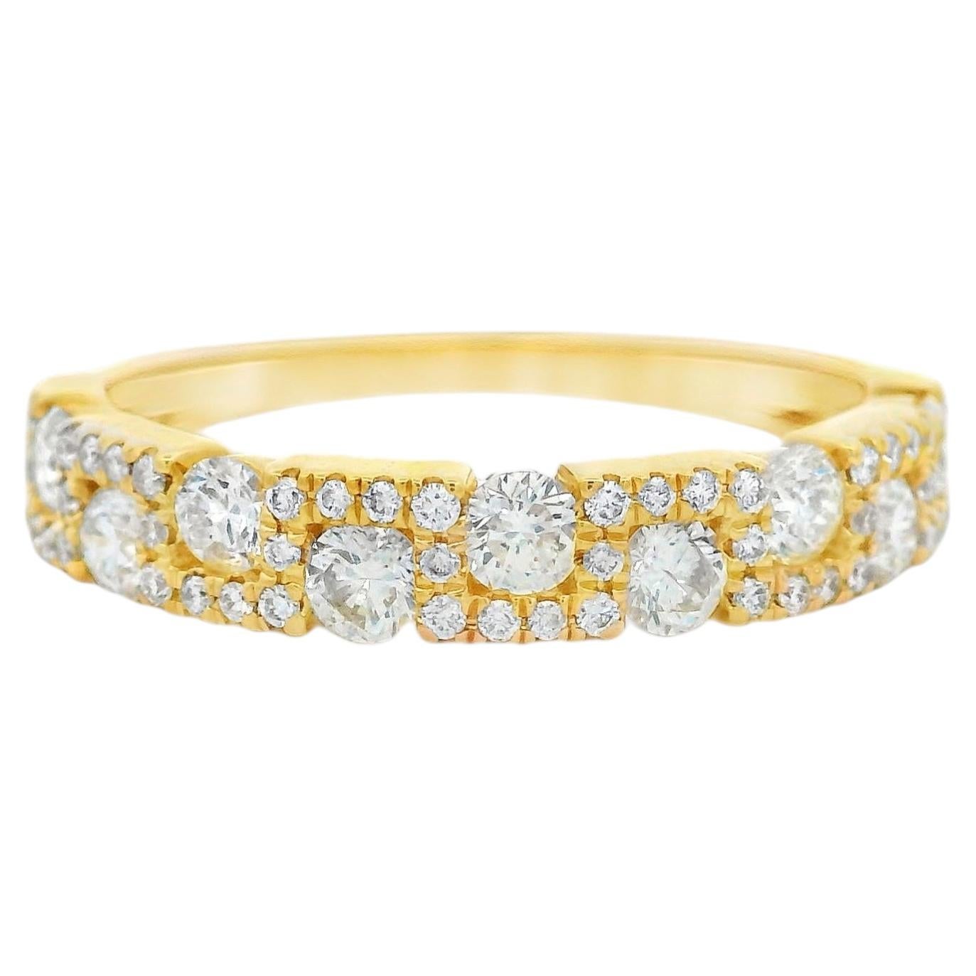 Diamond Pavé Cluster Ring 0.71 Carat in 14K Yellow Gold, Size 7