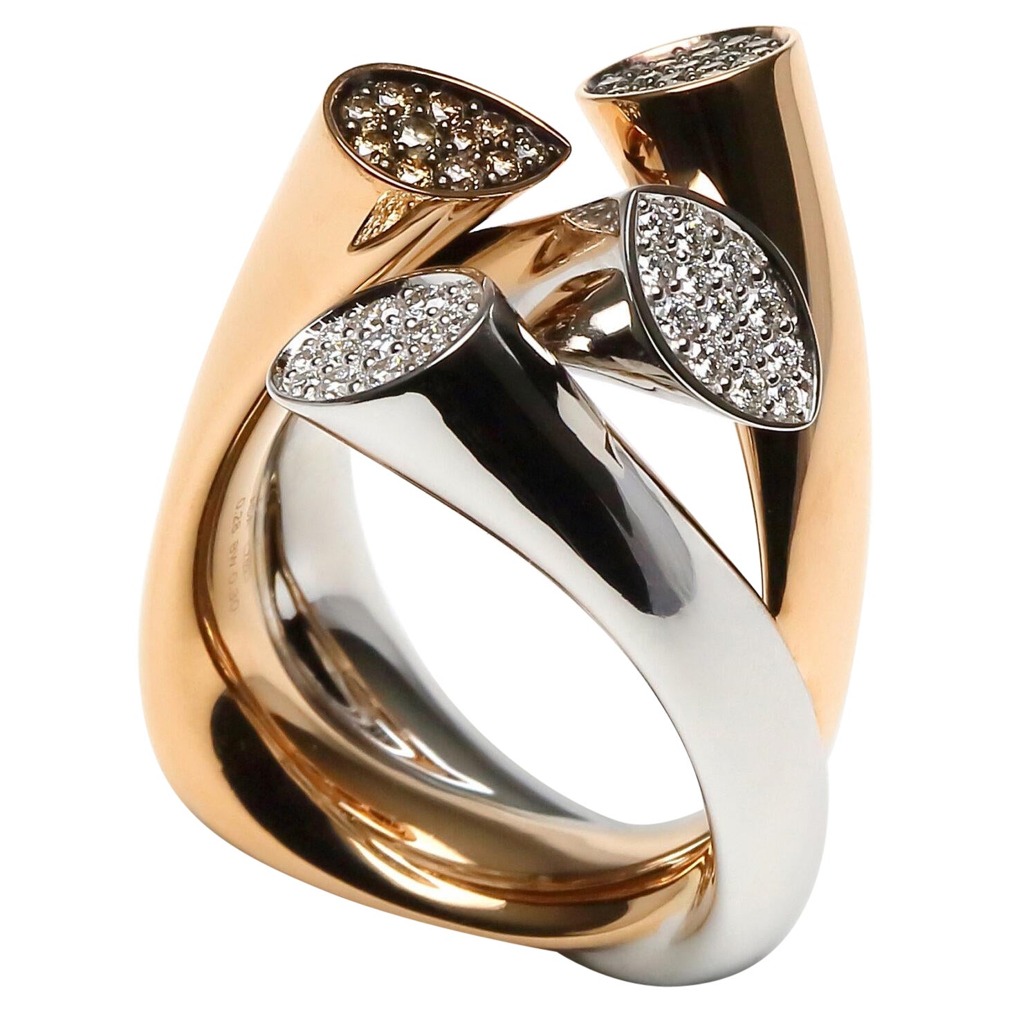 Einzigartiger Ring aus 18 Karat Roségold mit Diamanten in Cluster-Form mit Bergspitzen

Der gewinnende Schwung und die architektonische Reinheit sind die relevanten Zutaten für diese Ringe der zeitgenössischen Inspiration. Nicht nur die Geometrie,