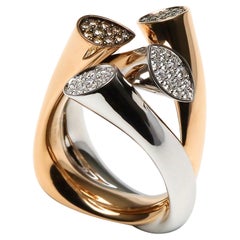 Diamond Pave Cluster Shape Mountain Peaks Unique 18 Karat Rose White Gold Ring