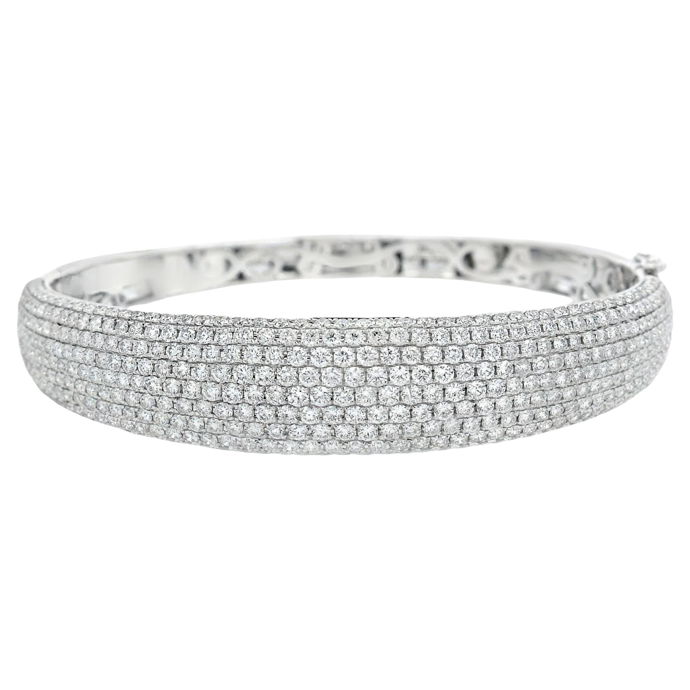 Diamond Pavé Cuff Bracelet in 14K White Gold 5.00 Carats