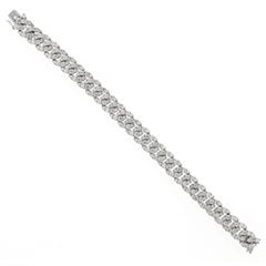 Diamond Pave' Curb Link White Gold Bracelet