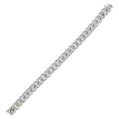 Diamond Pave' Curb Link White Gold Bracelet