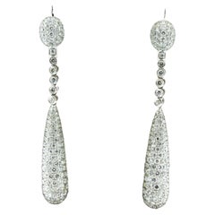Diamond Pave Dangle Teardrop 18k White Gold Earrings
