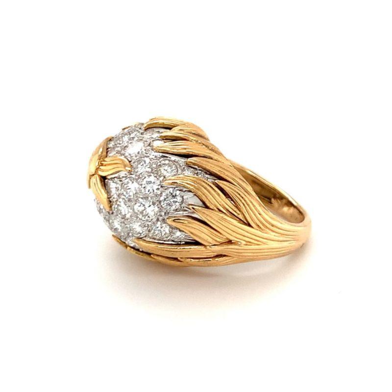 Diamond Pave Dome 18K Yellow Gold Ring, circa 1960s In Excellent Condition For Sale In Beverly Hills, CA