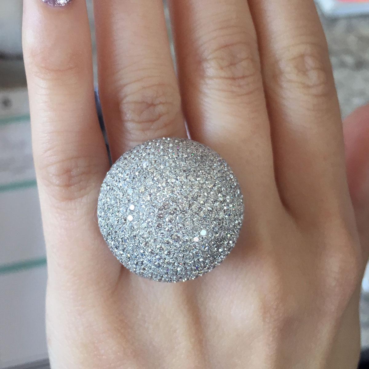 Diamant Pave Dome Cocktail Ring Damen im Angebot