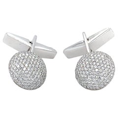 Gemelos art decó para caballero con cúpula pavé de diamantes Oro blanco 18k