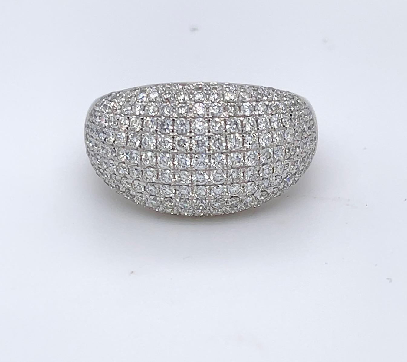 Contemporary Diamond Pave Dome Ring 1.75 carats 14K White Gold For Sale