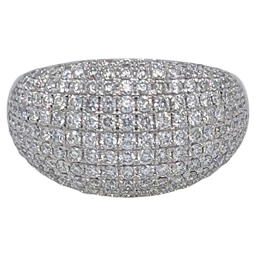 Diamond Pave Dome Ring 1.75 carats 14K White Gold For Sale